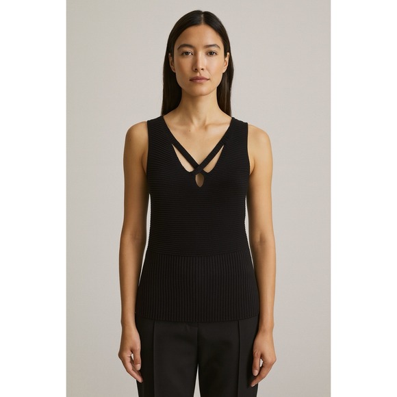 St. John by Marie Gray Knitted Wool Blend  Top Blouse Minimalist Quiet Luxury L - Picture 1 of 4